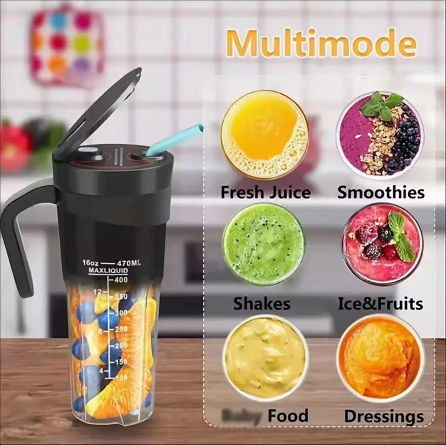 1PC new juicer Portable USB multifunctional juicer cup with straw can crush ice fresh juicer