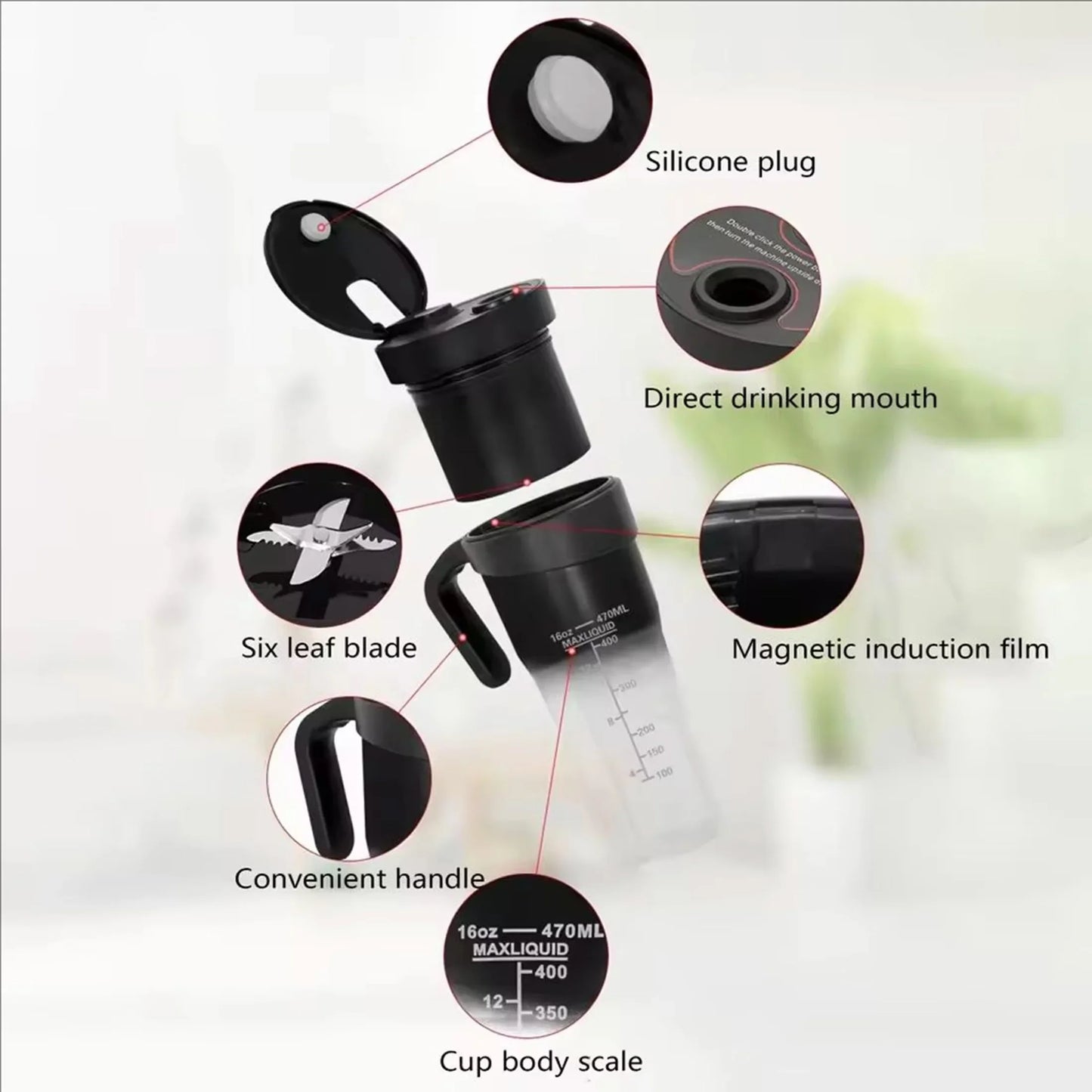 1PC new juicer Portable USB multifunctional juicer cup with straw can crush ice fresh juicer